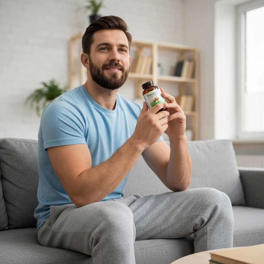 Healthy man with supplements